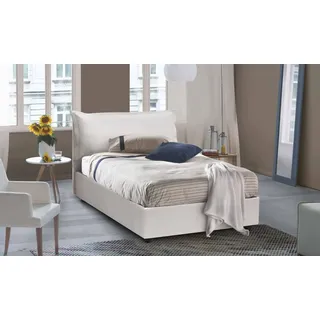 Talamo Italia - Doppelbett Olivia, Bettkasten mit Kunstlederbezug, 100 % Made in Italy, Öffnung vorne, geeignet für Matratzen 120 x 200 cm, Weiß