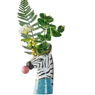 Blowing Bubble Art Vase, Tiergesichts-Vase, Moderne Wohndekor-Vase (Keine Pflanzen) – Zebra