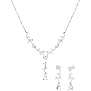 Elli Schmuckset Elli Damen Schmuckset Blumenranke mit Zirkonia Kristallen in 925 Sterling Silber