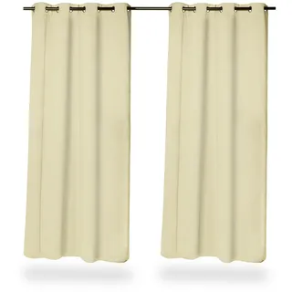 Relaxdays Vorhänge, 2er Set, HxB: 245x135 cm, Blickdicht, lichtundurchlässig, Verdunkelungsvorhänge, mit Ösen, Sand
