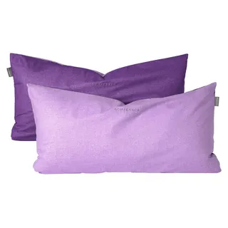 SCHIESSER Kissenhüllenset Doubleface | Zweifarbig | Renforcé | 2-teilig | 100% Baumwolle | Angenehm weich & glatt | YKK-Reißverschluss | 40x80 cm | Lila - Violett, Lila