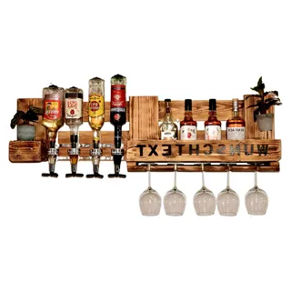 Weinregal aus Holz, Schnapsregal im Vintage-Stil, Getränkespender für Küche und Bar, Wandregal im rustikalen Design aus Europalette