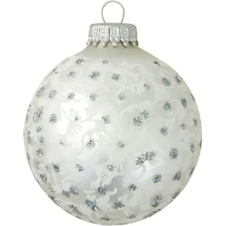 Weihnachtsbaumkugel KREBS GLAS LAUSCHA "CBK72789", silber (silberfarben), Ø:6,7cm, Glas, Weihnachtsbaumkugeln, Weihnachtsbaumkugel