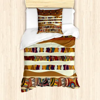 ABAKUHAUS Stammes Mantele, Boho Folk, Milbensicher Allergiker geeignet mit Kissenbezügen, 135 cm x 200 cm - 80 x 80 cm, Mehrfarbig