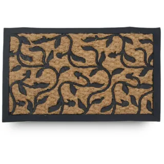 LifeChic Fußmatte Spider mit Kokosfasern, schmutzabweisender Teppich für den Eingangsbereich, rechteckig, 40 x 70 cm, Unterseite aus rutschfestem Gummi – Aufdruck Zweige mit Blättern