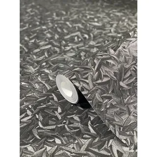 Glööckler Vliestapete Imperial Feder Uni Schwarz