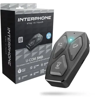 Interphone U-COM 3HD Einzelgerät – Bluetooth Headset fürs Motorrad – Motorrad Sprechanlage für 4 Personen bis zu 500 m Reichweite – Bluetooth Freisprecheinrichtung für Motorradhelm für GPS und Anrufe