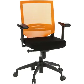 Mid.you Drehstuhl , Orange, Schwarz , Kunststoff, Textil , Drehkreuz , 59x108x44 cm , Wippfunktion, Sitzfläche 360° drehbar, ergonomische Rückenlehne , Büromöbel, Bürostühle, Drehstühle