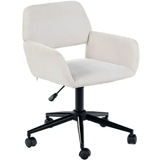 39F FURNITURE DREAM Kindersessel für Jugendzimmer – weißer Stoff, drehbar, höhenverstellbar und leise Rollen