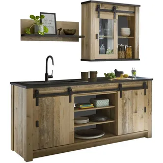 Home Affaire Küche »Sherwood« Breite 201 cm, ohne E-Geräte, braun