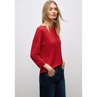 STREET ONE Damen 3227924 Shirt mit U-Boot-Ausschnitt, Racing red, 38