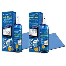 ROGGE Duo-Clean Original DoppelSet, 2X 250ml LCD - TFT - LED - TV - Touch Displays + Plasma Screen Cleaner + 2X ROGGE + Vileda Prof. Microfasertücher 38x40cm. The Original Since 1998. Made in Germany