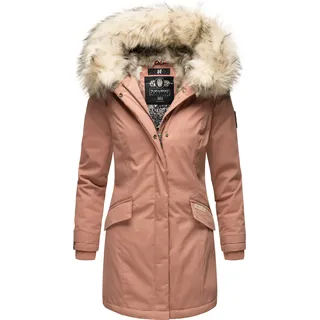 Navahoo Premium Damen Winterjacke Parka Mantel Jacke Kunstfell Gefüttert Kapuze Cristal Terracotta Gr. 34 - XS - Orange
