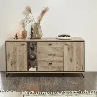 Wohn-Concept Ruben Sideboard Holzwerkstoff/Metall Viking Oak/Schwarz