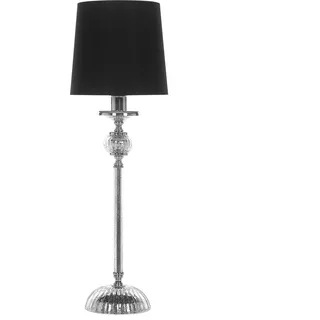 BELIANI Tischlampe Silber Metall 56 cm Stoffschirm Schwarz Lampenfuß aus Glas langes Kabel mit Schalter Glamouröses Design - Schwarz, Silber