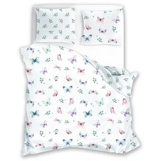 Bettwäsche, Baumwollbettwäsche, zartes Muster, Cottage Home 200x220 021 Schmetterlinge - Bunt