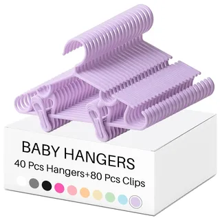 Hsei Baby-Kleiderbügel mit Clip für Hosen, insgesamt 120 Packungen, Violett, 27,7 cm
