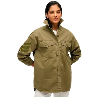 Superdry Military Emb Oversized Langarmhemd - Moss Khaki - XS