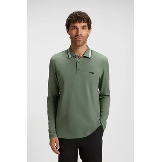 Boss Green Langarm-Poloshirt Plisy mit Streifen am Kragen grün M (48)