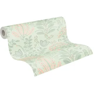 A.S. Création Blumentapete Grün Grau Rosa Orange - Livingwalls Famous Garden 393493 - Vliestapete - 10,05 m x 0,53 m - Made in Germany