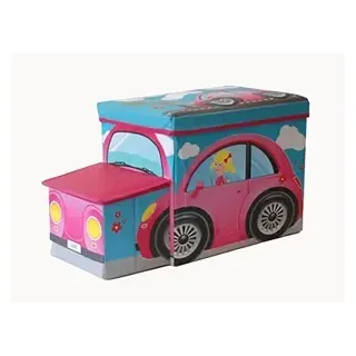Spielzeugbox, Spielzeugkiste Aufbewahrungsbox mit Deckel für Kinder, faltbar, Sitzhocker mit Sitzgelegenheit ( Flotte Biene )