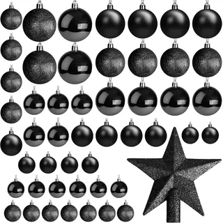 EcoNour Christbaumkugeln, 50 Stück, Schwarz– Bruchsichere Weihnachtskugeln für Weihnachtsdekoration und Weihnachtsbaumschmuck