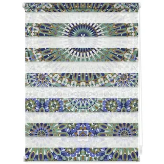 Duo Rollo / Doppelrollo Klemmfix 45 x 150 cm orientalisches muster/blau grün