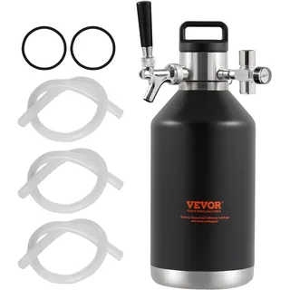 Vevor Bierzapfanlage Mini Bierfass Bierbraugerät 4 L, Tragbares Druckfass-Set Doppellagige Edelstahlschicht Growler System Einstellbarer Hahn 27 °C, Fassbier Hausbrauerei Frisch und Kohlensäurehaltig