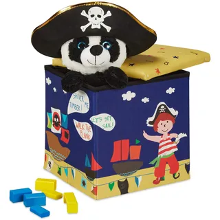 Relaxdays Sitzhocker Kinder 31 x 31 x 31 cm Blau/Gelb