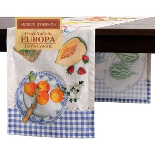 Maison d' Hermine Gourmand Tischläufer aus 100% Baumwolle für Partys | Abendessen | Feiertage | Küche | Frühling/Sommer (50 cm x 150 cm)