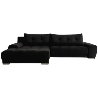 Kaiser Möbel Ecksofa Wave Mit Schlaffunktion, Stoff Soro, Schwarz Links , Holz , 281x105 cm , Wohnzimmer, Sofas & Couches, Wohnlandschaften, Ecksofas