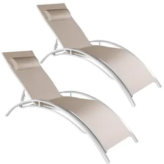 Tectake Alina Sonnenliege 180 x 59 x 82 cm Beige
