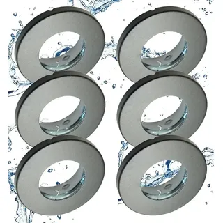 Trango 6er Set IP44 Einbaustrahler 6729IP-061AK in Rund Anthrazit matt Badleuchte, Einbauleuchte, Einbauspots, Deckenleuchte inkl. 6x GU10 Fassung für Bad, Sauna, Außen ohne Leuchtmittel