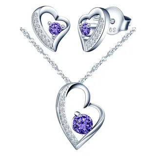 Yumilok Damen Halskette und Ohrringe Set 925 Sterling Silber Halskette Ohrringe Schmuck Set mit Anhänger Geschenke für Frauen Mädchen