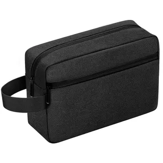 Kulturbeutel Herren, Kulturtasche Damen Große tragbare Kosmetiktasche Wasserabweisend Rasierentasche Waschtasche für die Reise mit Griff Großer Stauraum (Schwarz)