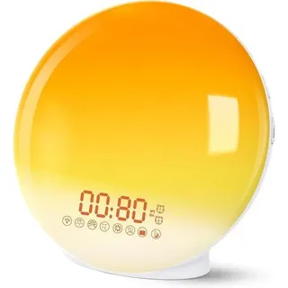 Wecker mit Sonnenaufgangssimulation, 7 Naturgeräuschen, FM-Radio und Schlummerfunktion