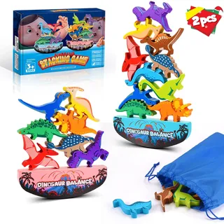 DejaNard Montessori Spielzeug ab 3 4 5 6 Jahre Dino Junge Stapelsteine Kinderspielzeug - Weihnachten Geschenk Mädchen 3-7 Jahre Spiele Motorikspielzeug