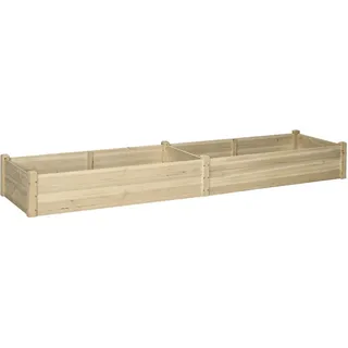 Outsunny Gartenbeet, Naturfarben , Holz , 61.5x27x244 cm , Gartenzubehör, Hochbeete