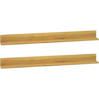 SYFAXTM Wandregale 2 Stk. 110x10x10 cm Massivholz Teak - Braun, Bunt