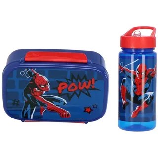 Scooli - Spider Man Kindergeschirr Geschenkset - Set bestehend aus Brotdose und Trinkflasche - ideal für die Schule oder Kindergarten – für Kinder ab 4 Jahren – aus Kunststoff – BPA frei