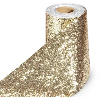Stickyart Selbstklebend Bordüre Glitzer Champagne Klebefolie Deko 10cm X 400cm Tapetenbordüre Selbstklebend Champagne Klebefolie Möbel Tapeten Wohnzimmer Dekofolie für Tisch Frisiertisch DIY Dekor