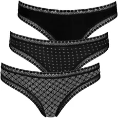 LASCANA String, (Packung, 3 St.), aus elastischer Baumwolle mit weicher Spitze, schwarz