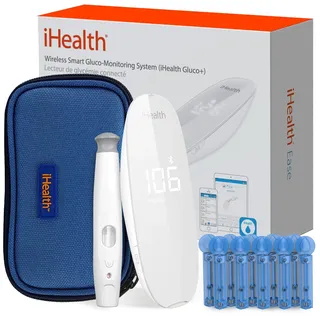 iHealth Vernetztes Blutzuckermessgerät mit 10 Teststreifen, 10 Lanzetten und Kontrolllösung