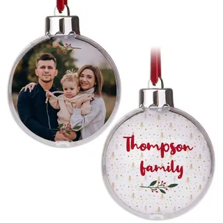 Wanapix | Weihnachtskugel mit Foto und Texte | Christbaumkugeln Personalisierte | Austauschbare Fotos | Weihnachtsdekoration | 8 cm | Weihnachtszweig