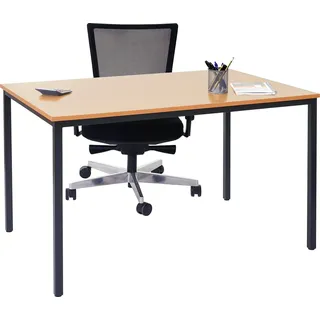 Schreibtisch Braila, Konferenztisch Bürotisch Seminartisch, 120x80cm MDF Buche-Optik - Braun