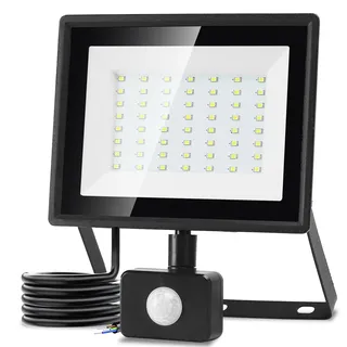 Aigostar 50W LED Strahler mit Bewegungsmelder Außen,4300LM 6500K Kaltweiß Außenstrahler,IP65 Wasserdicht Scheinwerfer, Aussenleuchte für Garten,Innenhöfe, Garage,Hotel