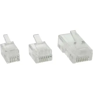 InLine 73014 10er Pack Modularstecker, 6P4C RJ11 zum Crimpen auf Flachkabel