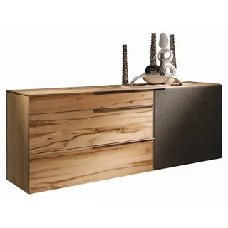 Voglauer Sideboard , Anthrazit, Eichefarben , Metall , Altholz, Eiche , mehrschichtige Massivholzplatte (Tischlerplatte) , 1 Fächer , 3 Schublade(n) Schubladen , 224x82x51.6 cm , Goldenes M, Made in Austria , Typenauswahl, Beimöbel erhältlich, stehend, in verschiedenen Größen erhältlich , Holzmöbel, Kommoden Holz, Sideboards Holz