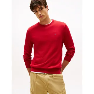 Tommy Hilfiger Rundhalspullover TOMMY HILFIGER "ESSENTIAL COTTON", Herren, Gr. XXL, medium rot, Strick, Obermaterial: 100% Baumwolle, regular fit, Rundhals, Rippbündchen, Pullover Rundhalspullover, Crewneck Regular Fit Premium Mode
