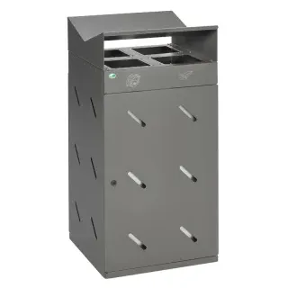 VAR Wertstoff-Sammelstation WS 58, 4-Fach Einwurf, 200 Liter, Vier Inneneinsätze, aus verzinktem Stahlblech, mit jeweils 50 Liter Inhalt, Maße: 1185 x 580 x 580 mm (H x B x T), Farbe: eisenglimmer